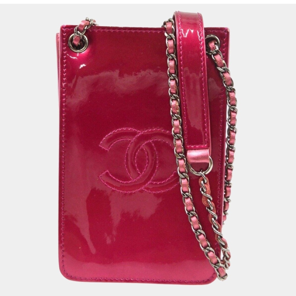 CHANEL🩷 Metallic Pink Patent Leather Shoulder Bag